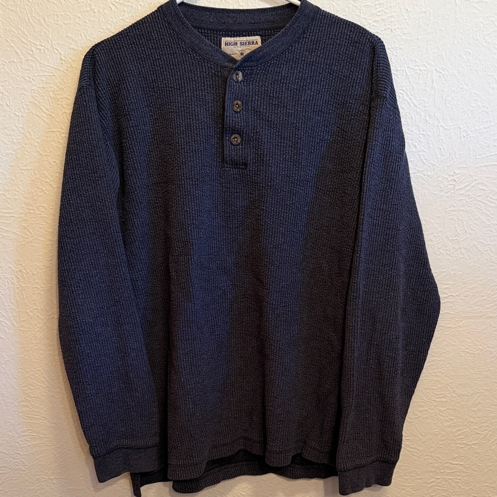 High Sierra Navy Long Sleeve Thermal Henley-Medium